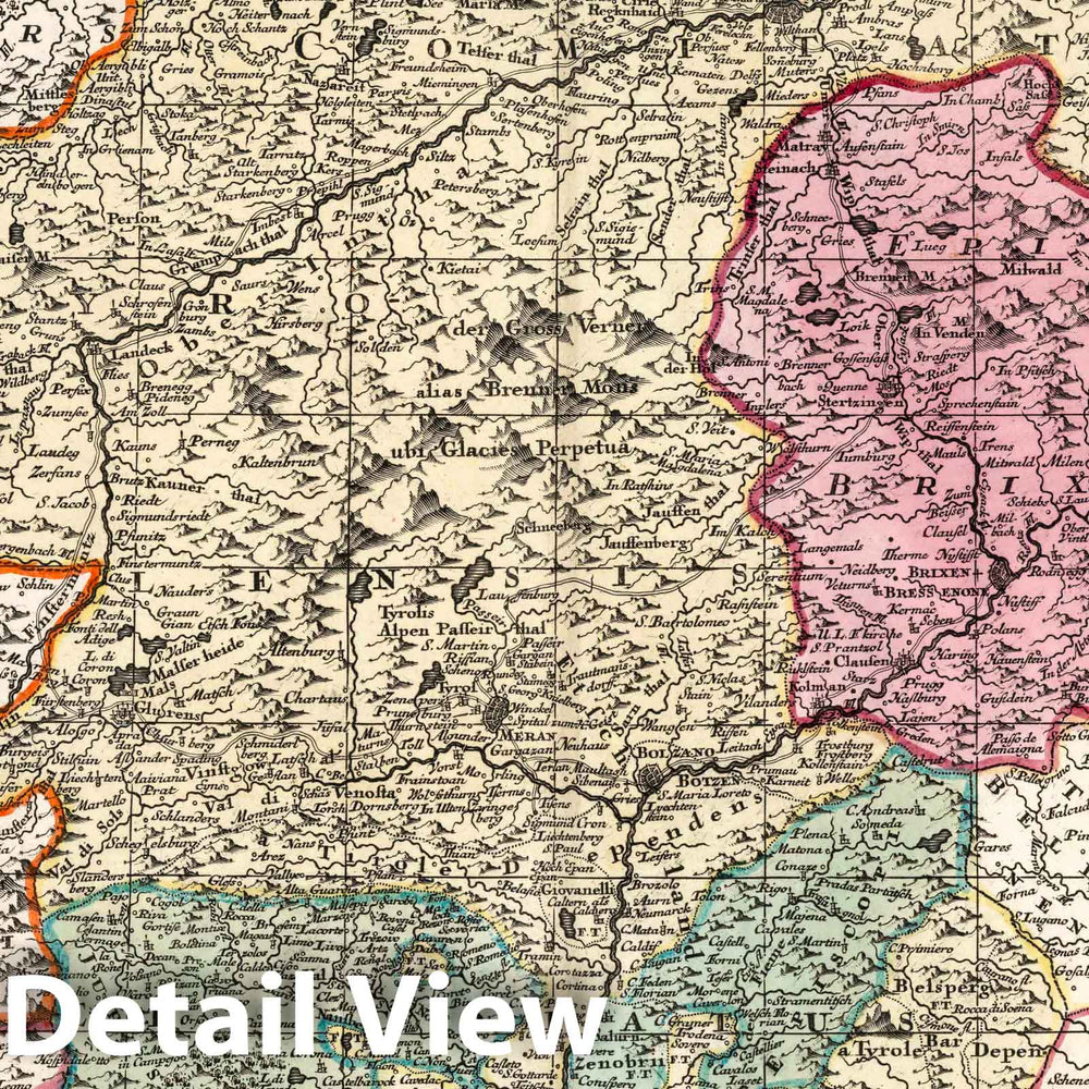Historic Map : Tirol (Austria) 42. Principali Dignitate Glaudens Comitat. Tirolis, 1729 Atlas , Vintage Wall Art