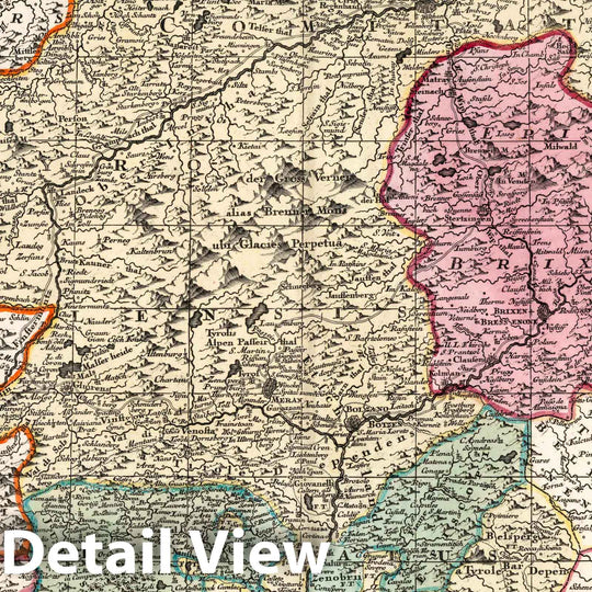 Historic Map : Tirol (Austria) 42. Principali Dignitate Glaudens Comitat. Tirolis, 1729 Atlas , Vintage Wall Art