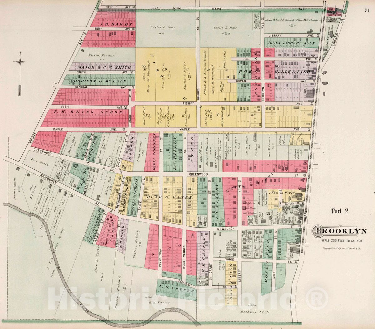 Historic Map : Part 2. Brooklyn, 1892 Atlas - Vintage Wall Art