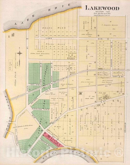 Historic Map : Lakewood, 1892 Atlas - Vintage Wall Art