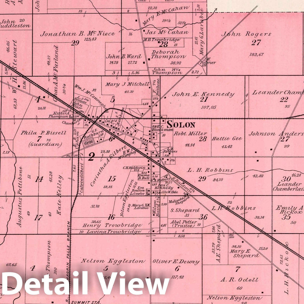 Historic Map : Solon, 1892 Atlas - Vintage Wall Art