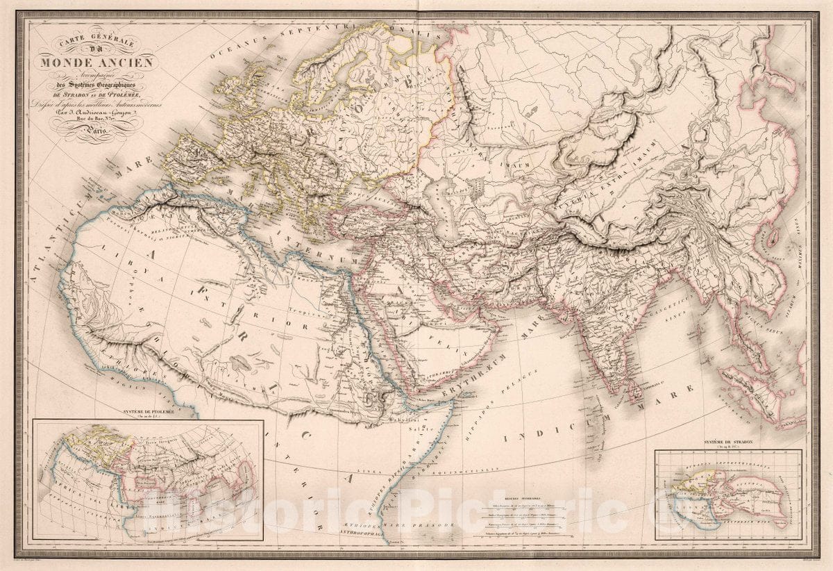 Historic Map : Carte Generale du Monde Ancien, 1854 Atlas - Vintage Wall Art