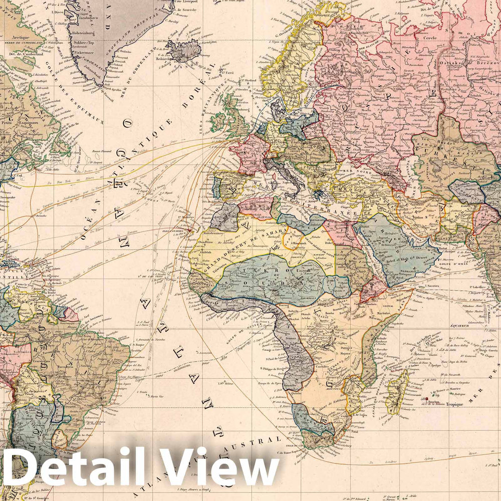 Historic Map : Planisphere Terrestre, 1852 Atlas - Vintage Wall Art