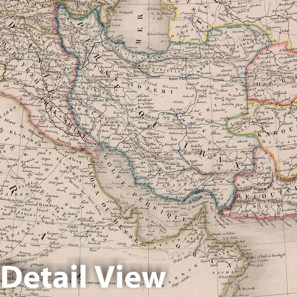 Historic Map : Saudi Arabia, Middle East Carte La Turquie d'Asie, La Perse, Le Kaboul et L'Arabie, 1850 Atlas , Vintage Wall Art