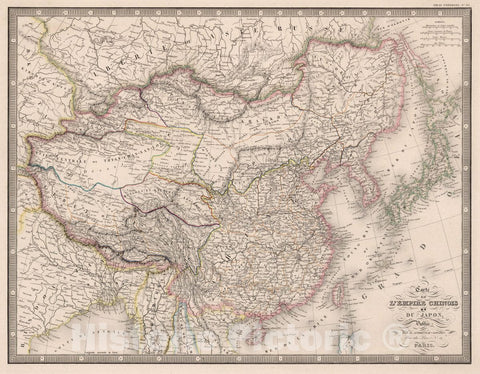 Historic Map : Japan, Carte de L'Empire Chinois et du Japon, 1851 Atlas , Vintage Wall Art