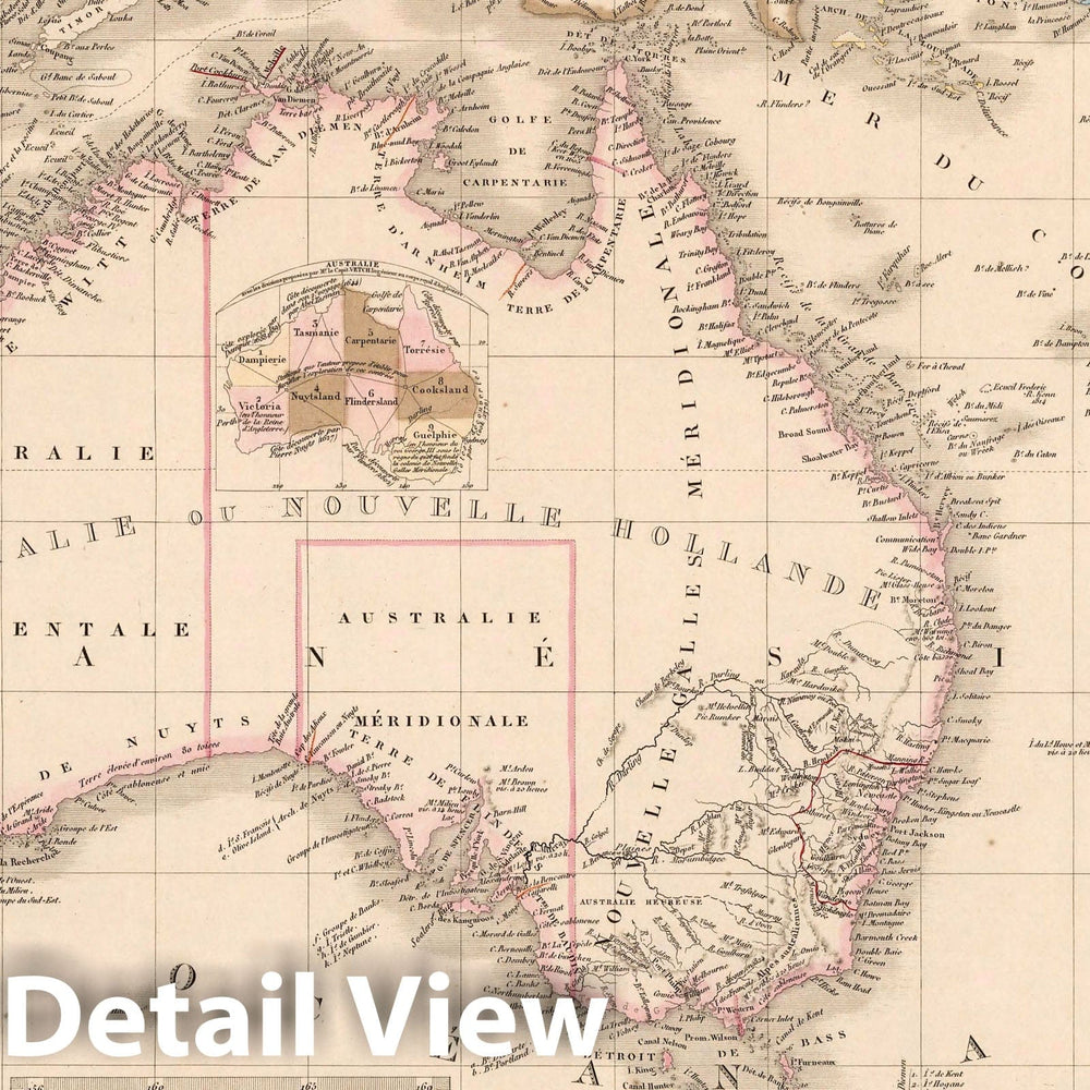 Historic Map : Auslralia, Carte de L'Australie, 1854 Atlas , Vintage Wall Art