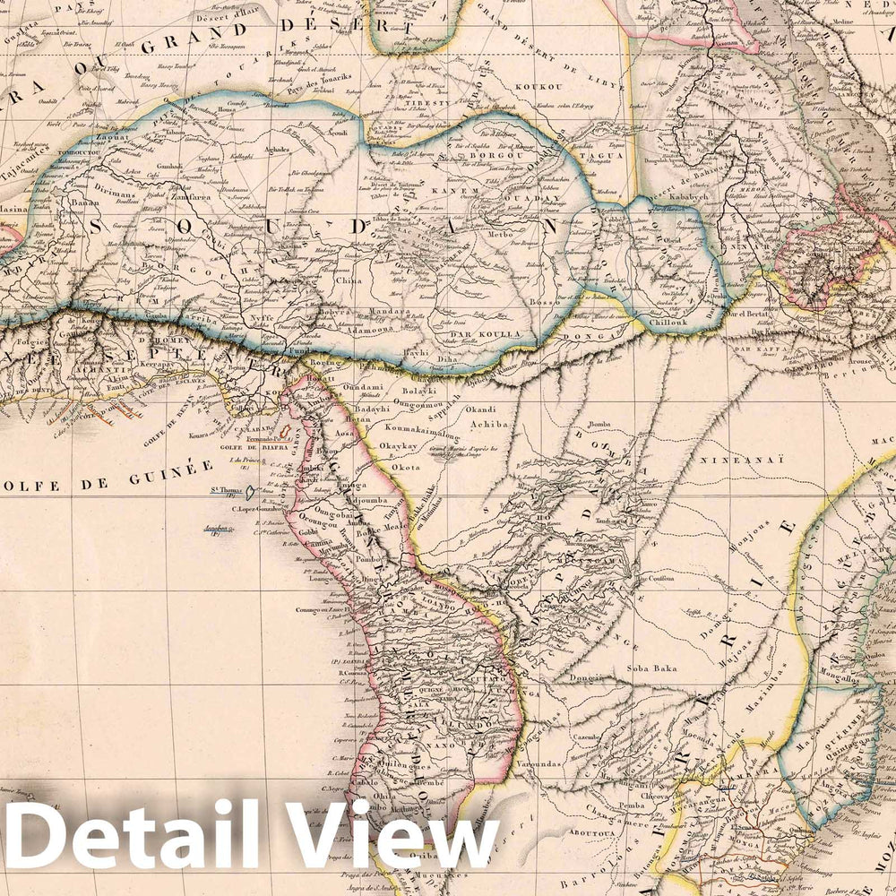 Historic Map : Carte Physique et Politique de l'Afrique, 1847 Atlas - Vintage Wall Art