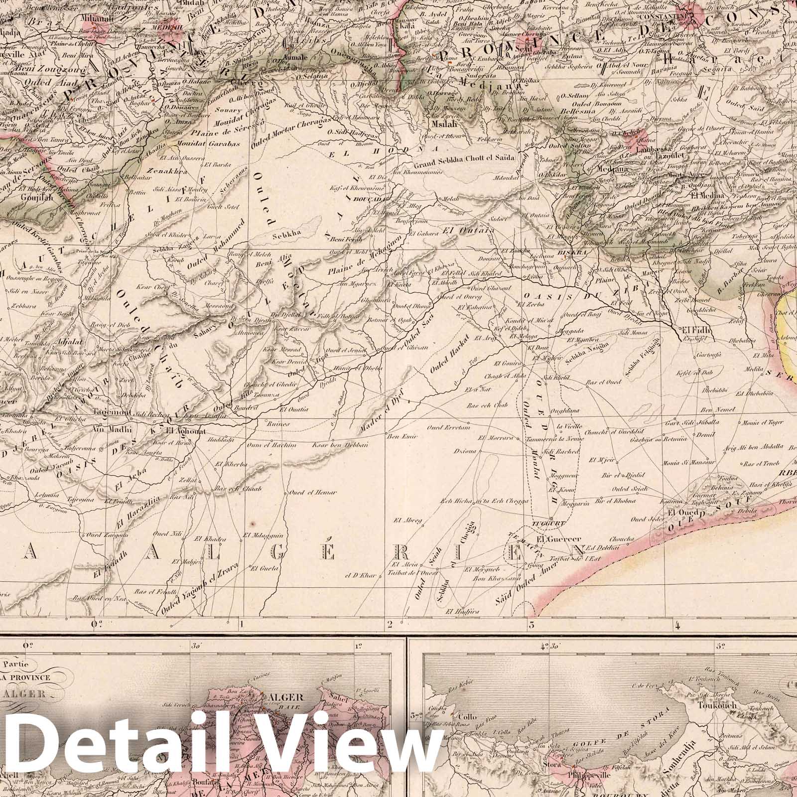 Historic Map : Algeria, Carte de L'Algerie et de la Regence de Tunis, 1853 Atlas , Vintage Wall Art