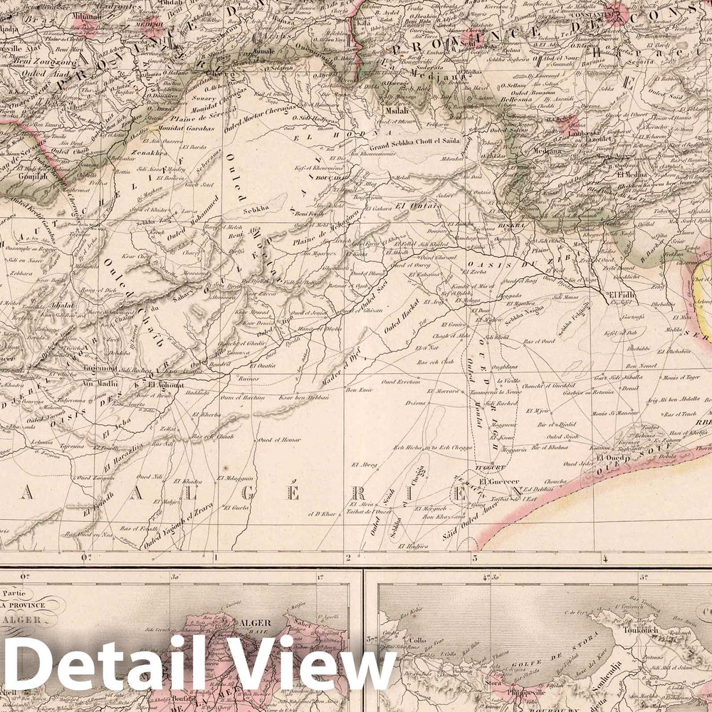 Historic Map : Algeria, Carte de L'Algerie et de la Regence de Tunis, 1853 Atlas , Vintage Wall Art