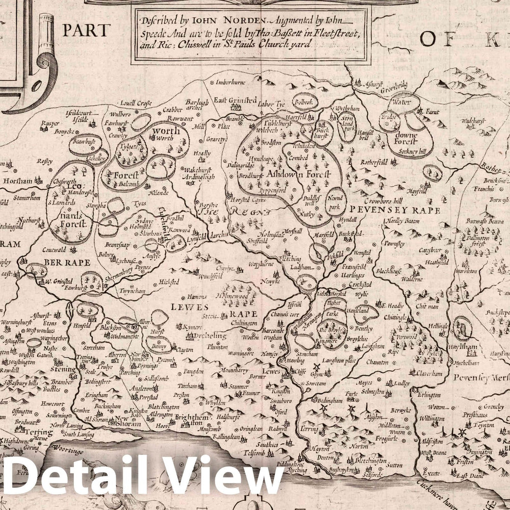 Historic Map : Sussex. (Inset) Chichester, 1666 Atlas - Vintage Wall Art