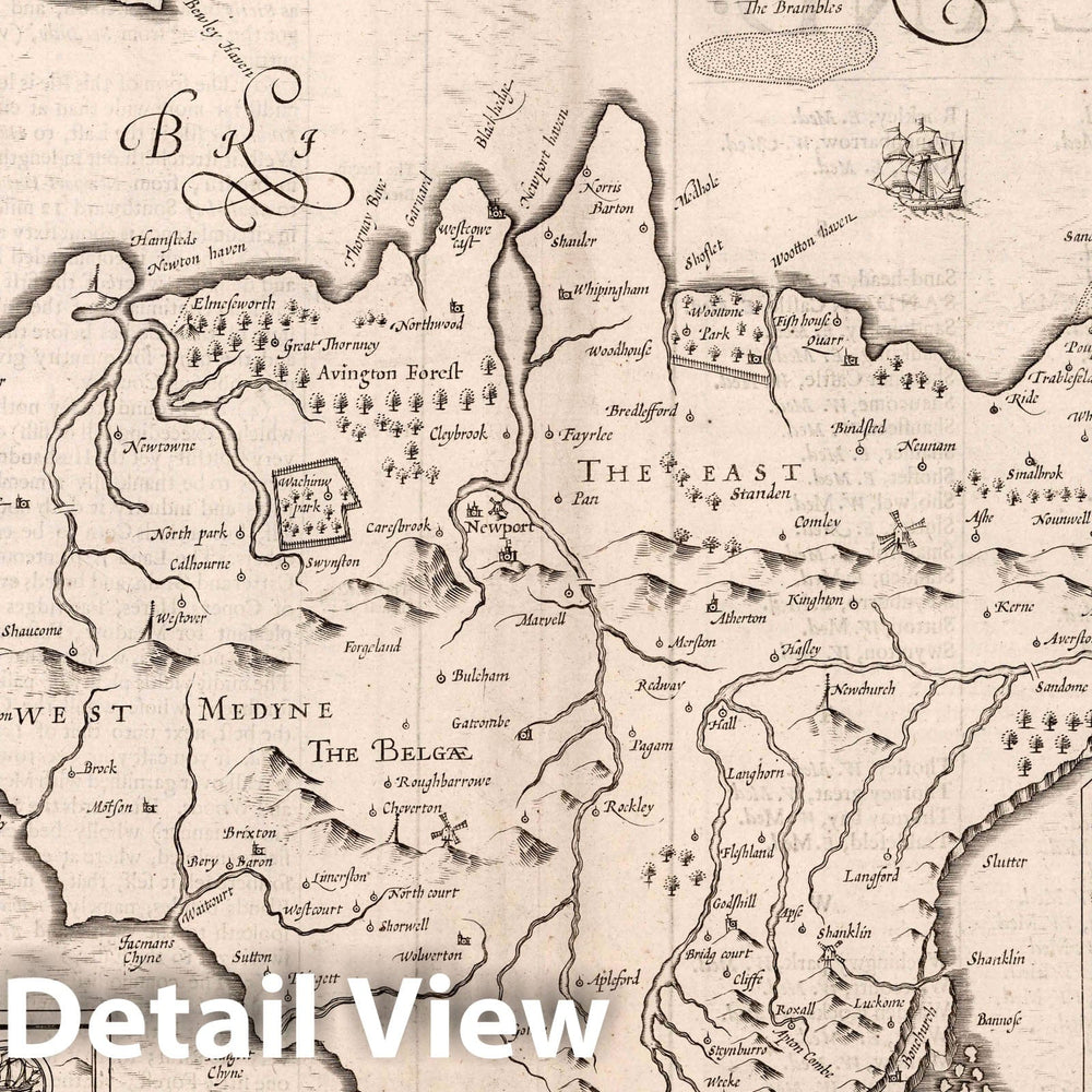 Historic Map : Wight Island. (Insets) Newport. Southhampton, 1676 Atlas - Vintage Wall Art