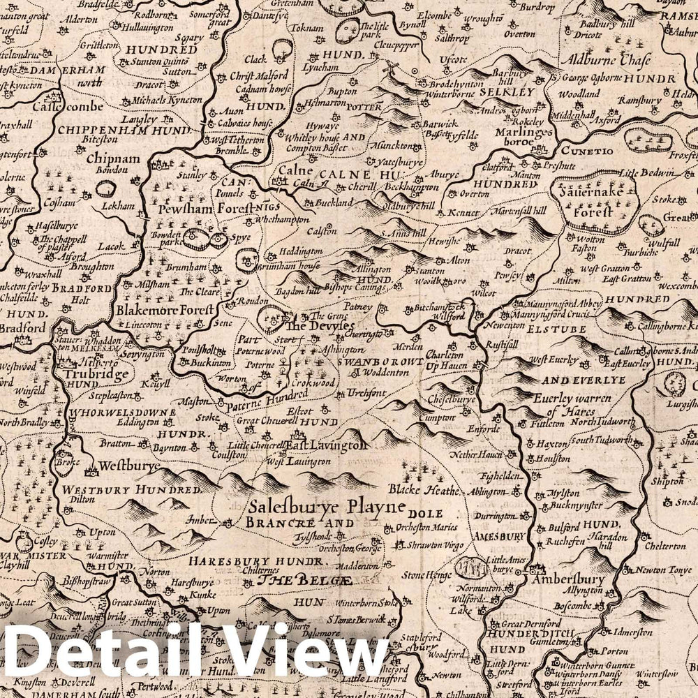 Historic Map : Wilshire. (Inset) Stonehenge, 1676 Atlas - Vintage Wall Art