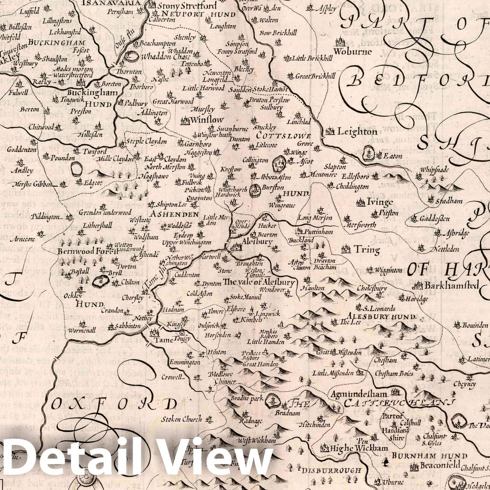 Historic Map : Buckinghamshire. (Insets) Redding. Buckingham, 1666 Atlas - Vintage Wall Art