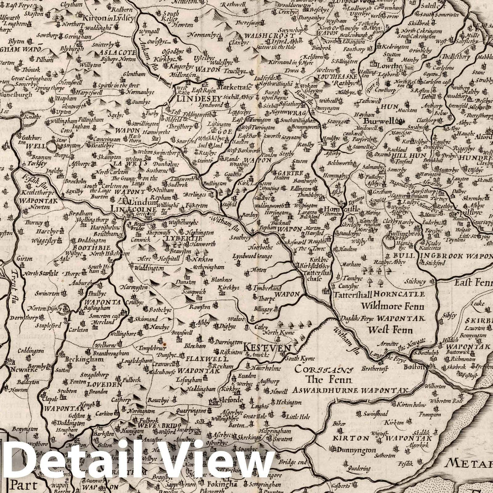 Historic Map : (Lincolneshire). The Countie and Citie of Lincolne, 1676 Atlas - Vintage Wall Art