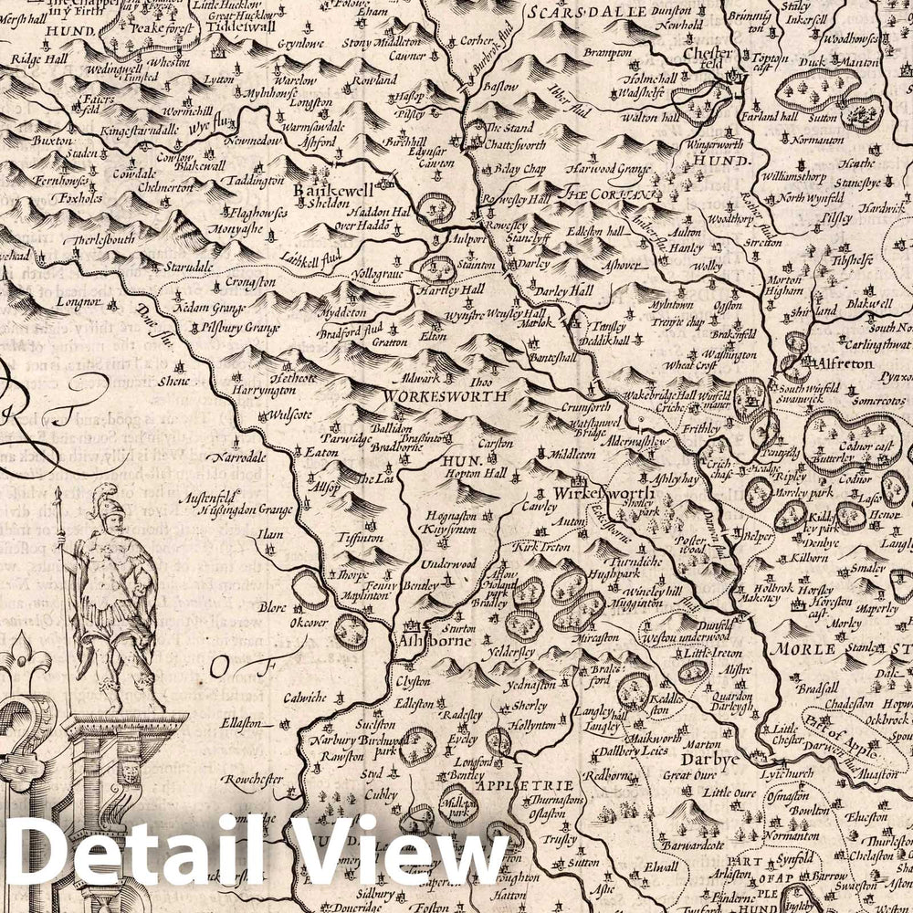 Historic Map : Darbieshire, 1666 Atlas - Vintage Wall Art