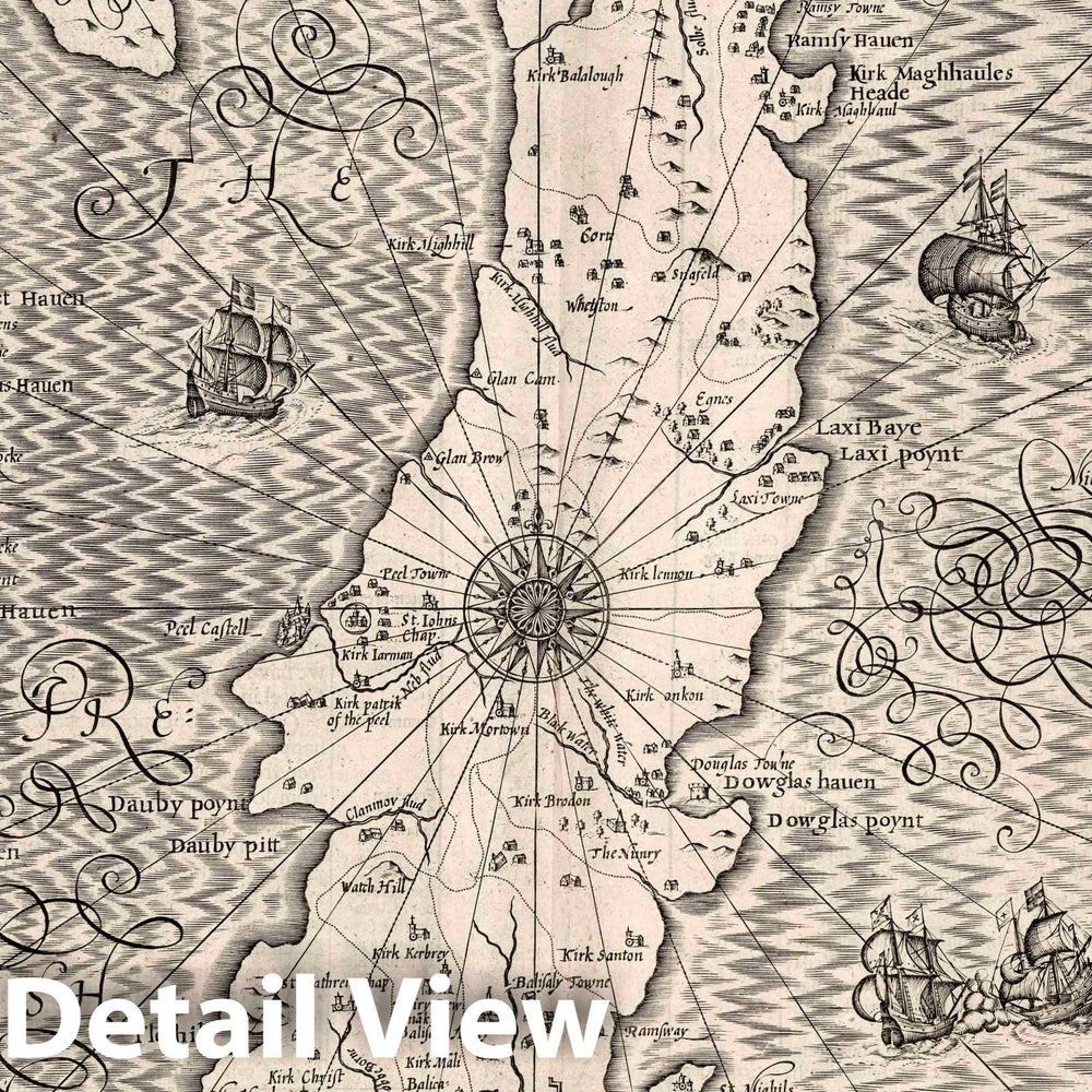 Historic Map : The Isle of Man, 1610 Atlas - Vintage Wall Art