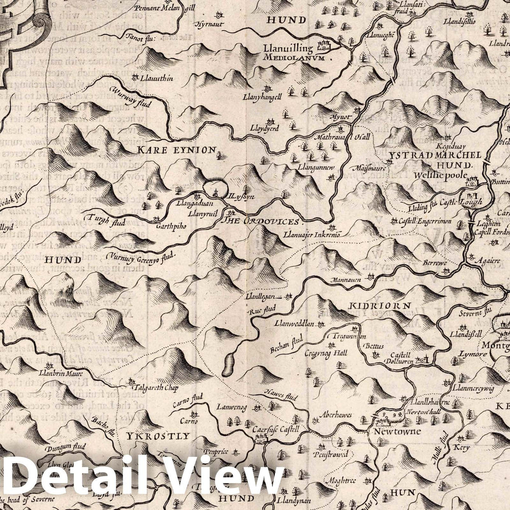 Historic Map : Montgomery Shire. (Inset) Montgomery, 1676 Atlas - Vintage Wall Art