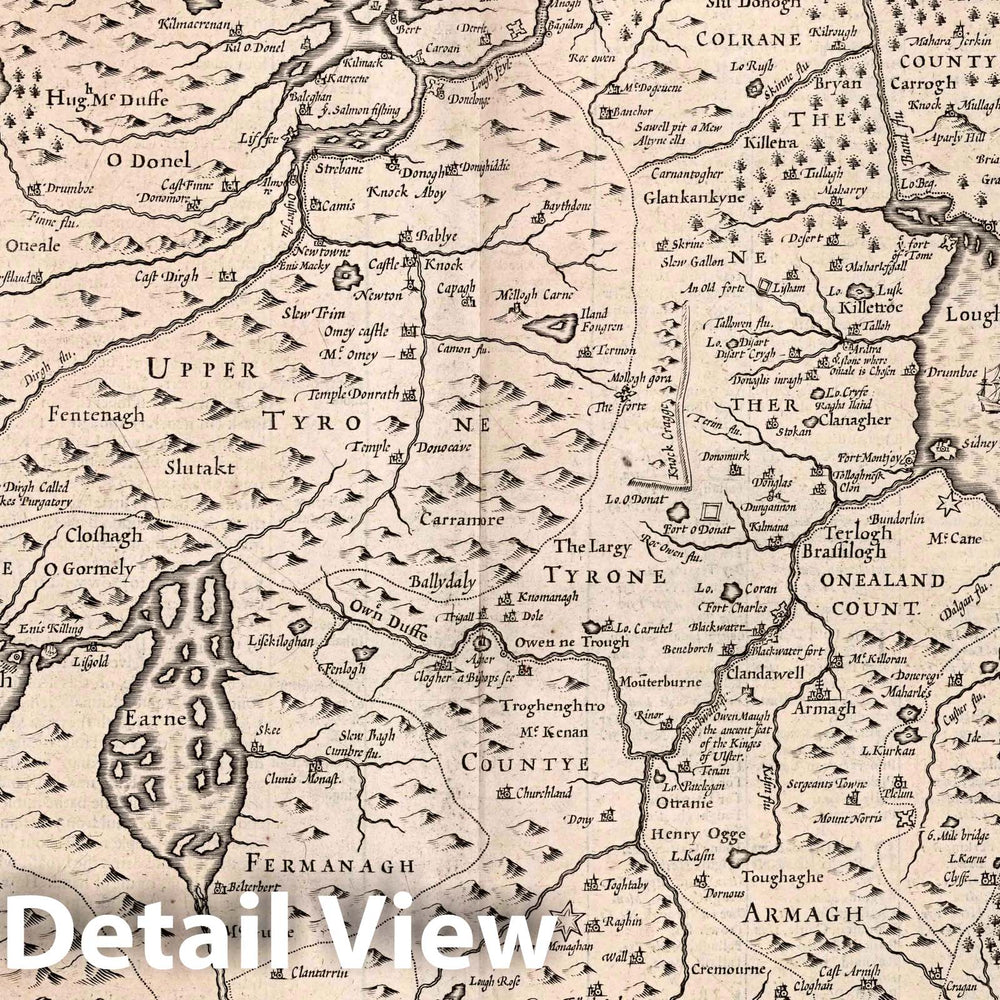 Historic Wall Map : The Province Ulster. (Inset) Enis Kelling Fort, 1676 Atlas - Vintage Wall Art