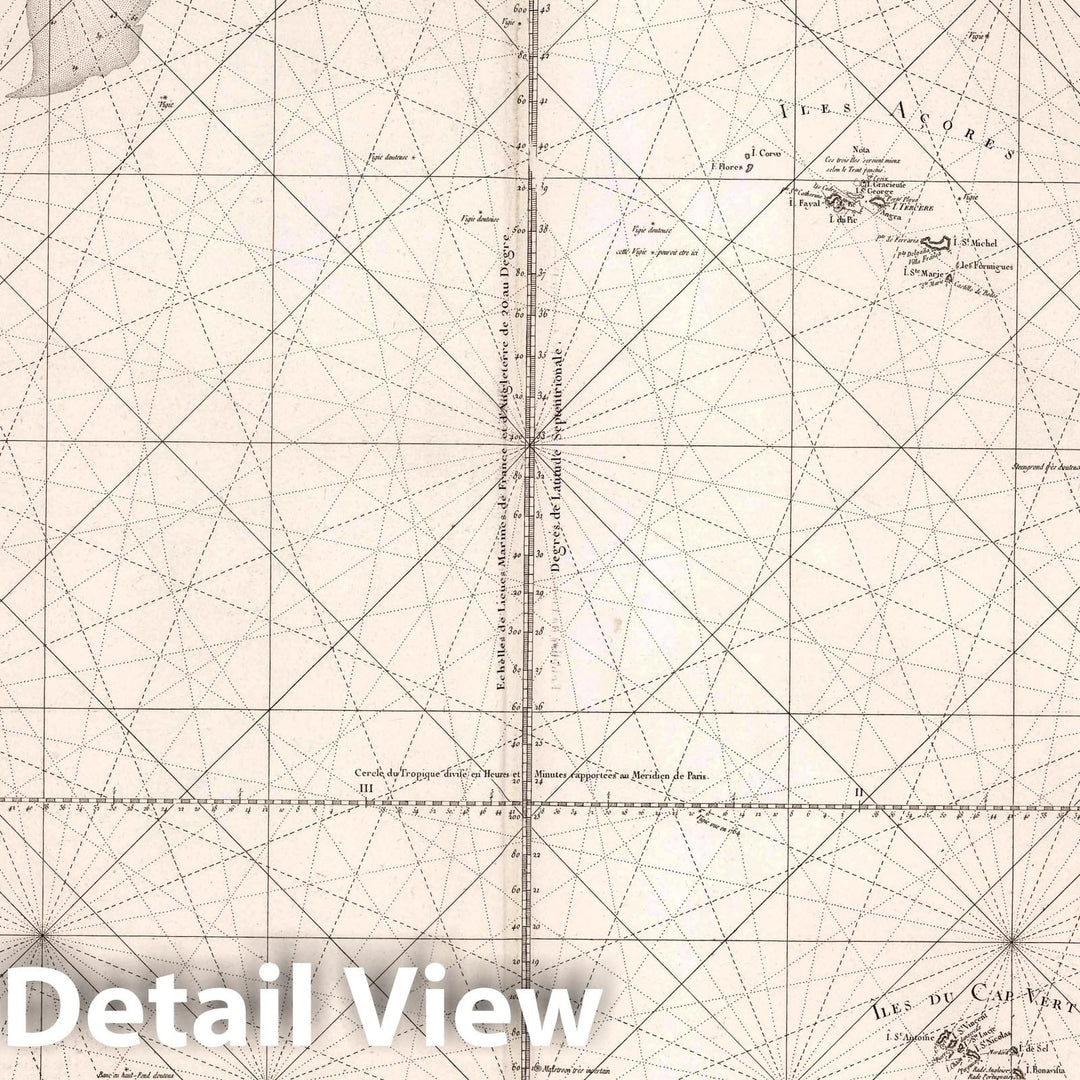 Historic Map : Carte Reduite d'une Partie de l'Ocean Atlantique ou Occidental, 1775 Chart - Vintage Wall Art