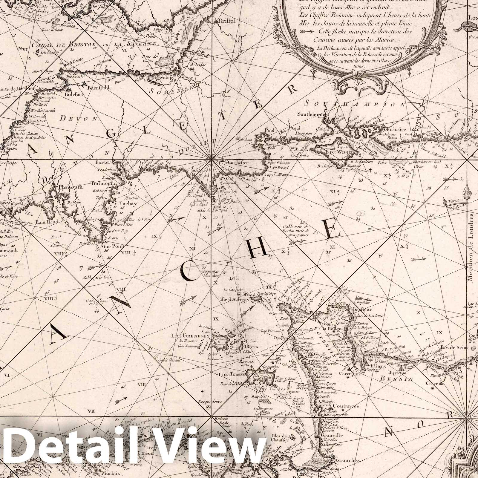 Historic Map : English Channel Carte Reduite de la Manche, 1763 Chart , Vintage Wall Art