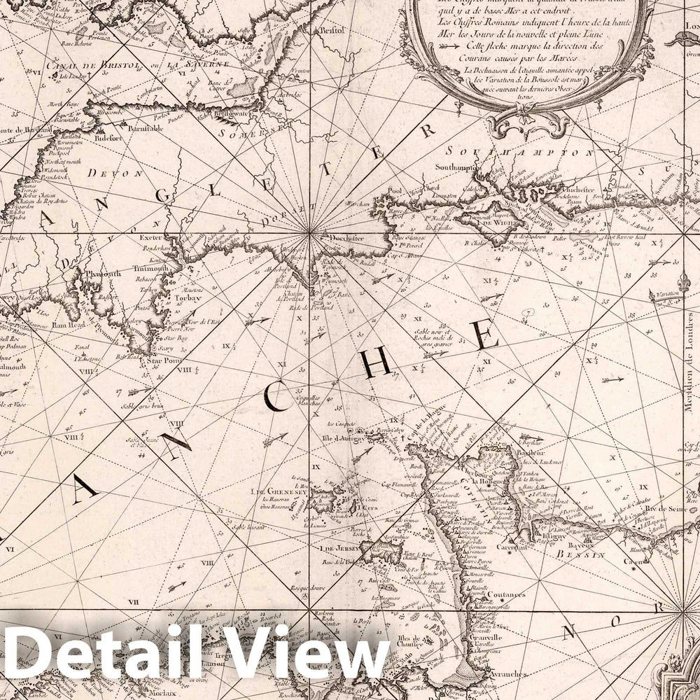 Historic Map : English Channel Carte Reduite de la Manche, 1763 Chart , Vintage Wall Art