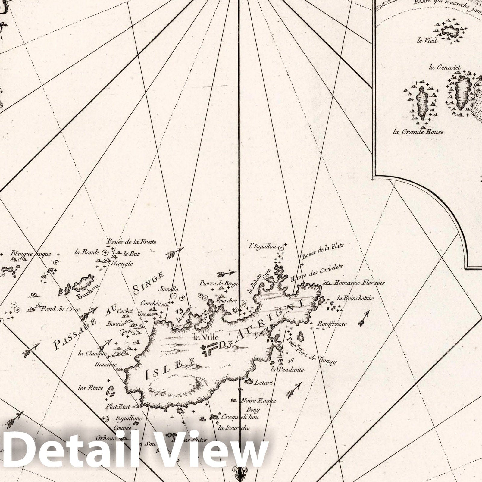 Historic Map : Alderney Island Carte Reduite de l'Isle d'Aurigni, 1757 Chart , Vintage Wall Art