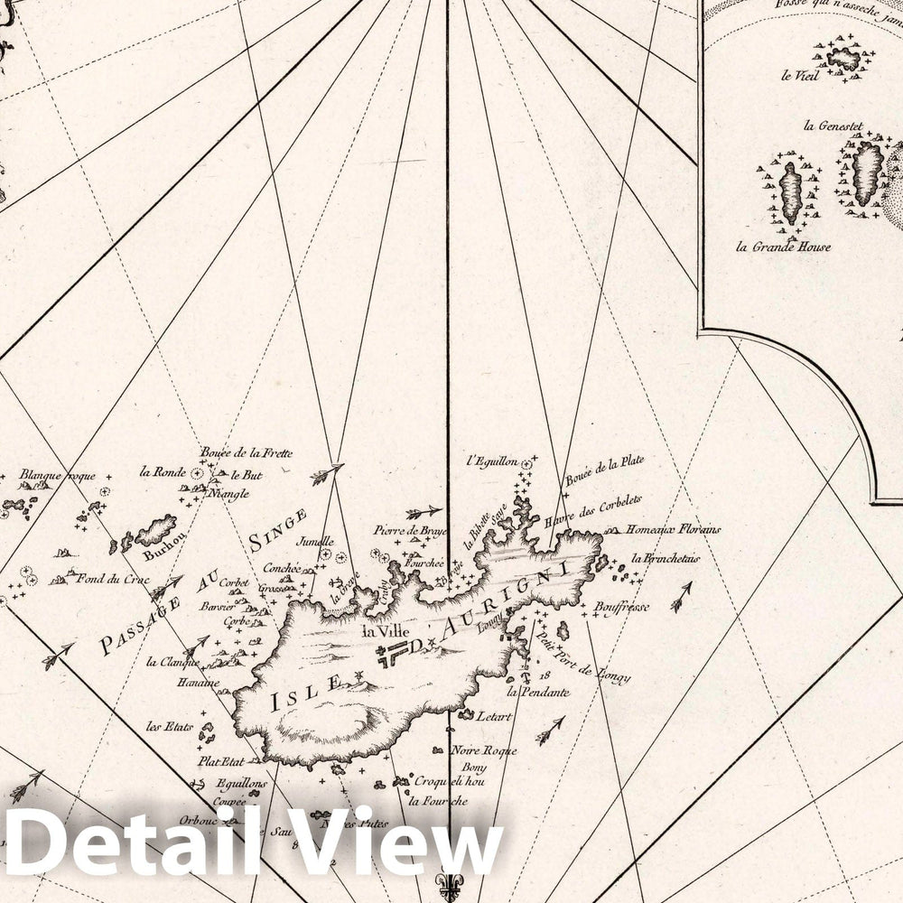 Historic Map : Alderney Island Carte Reduite de l'Isle d'Aurigni, 1757 Chart , Vintage Wall Art