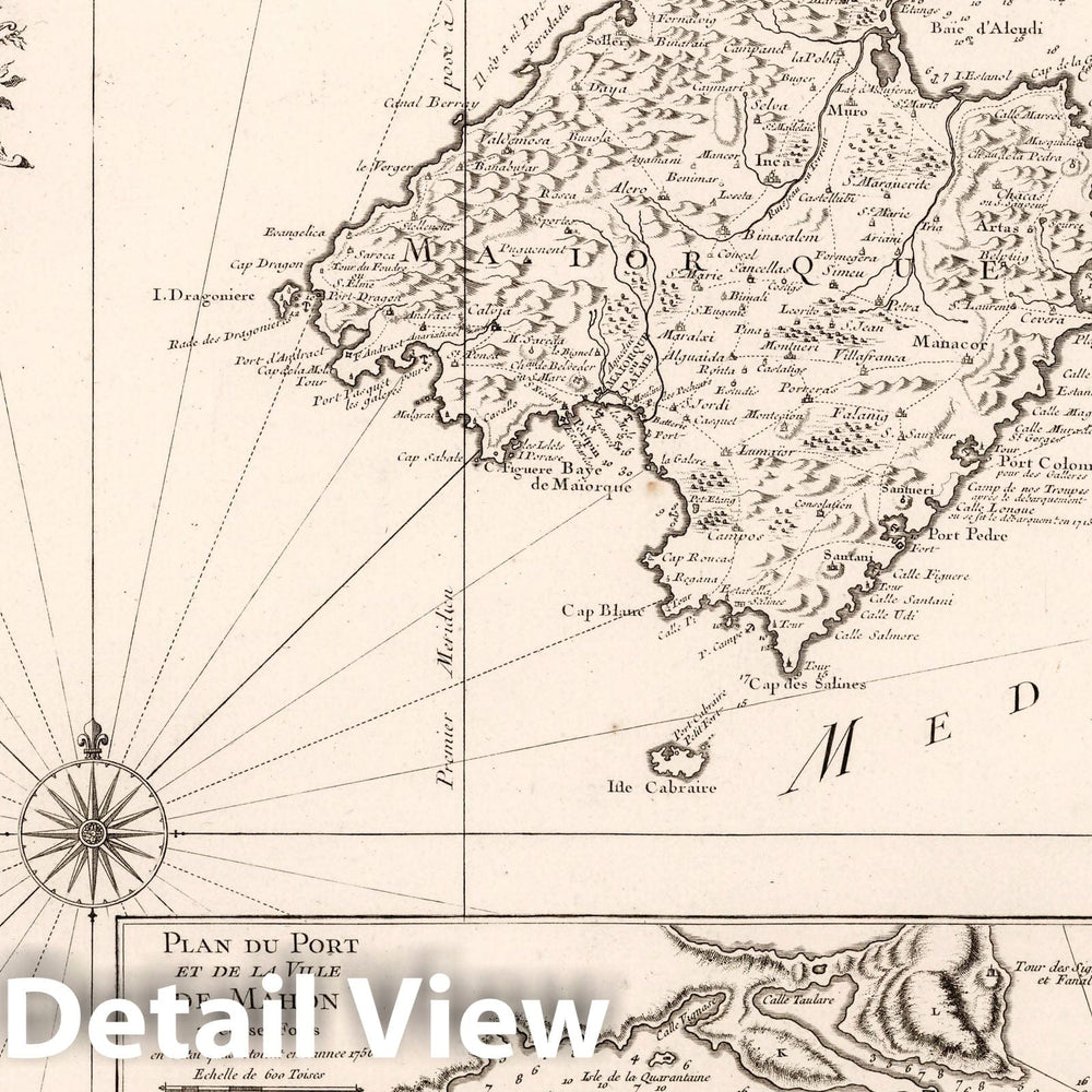 Historic Map : Mallorca Carte des Isles de Majorque, Minorque et Yvice, 1740 Chart , Vintage Wall Art