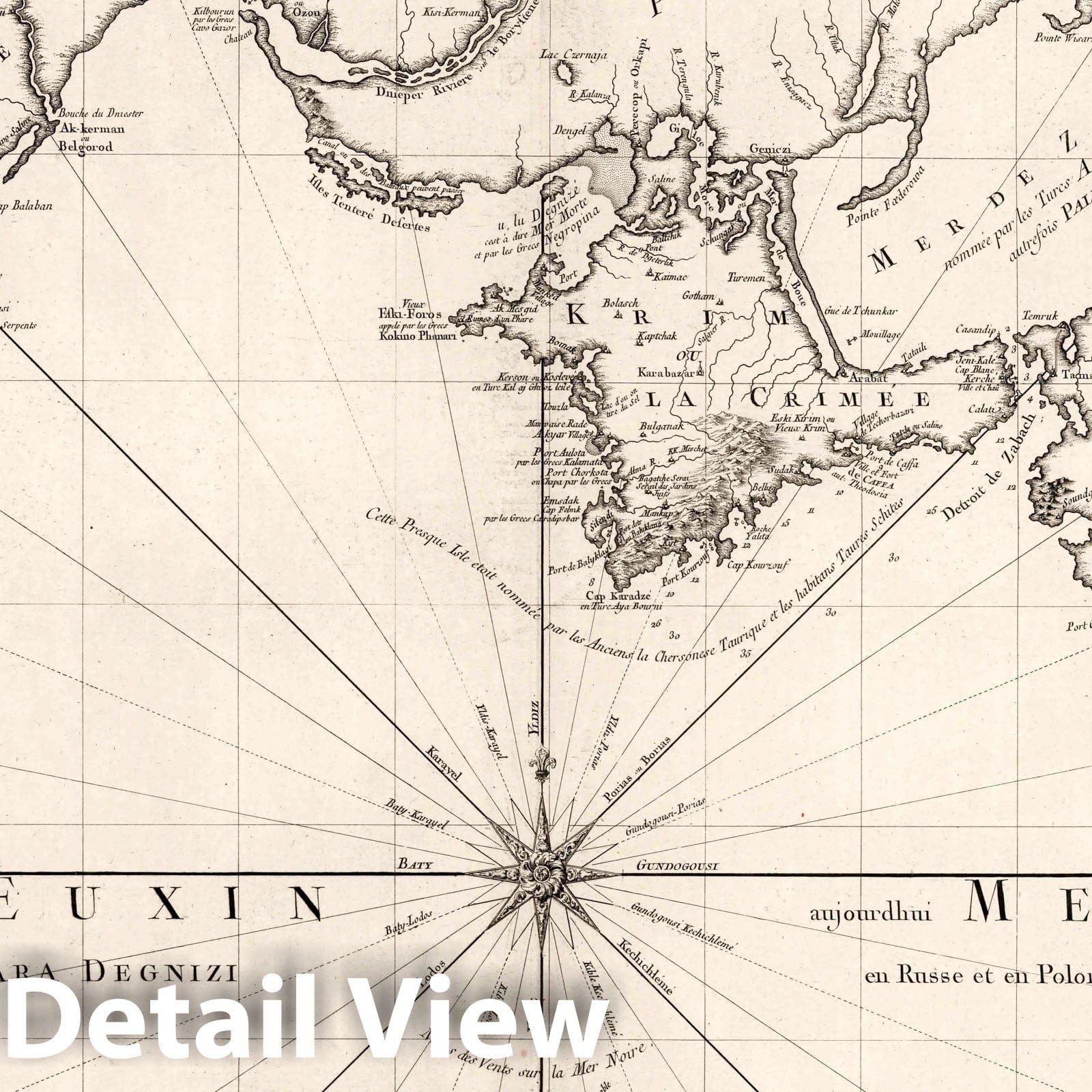 Historic Map : Black Sea Carte Reduite de la Mer Noire, 1772 Chart , Vintage Wall Art