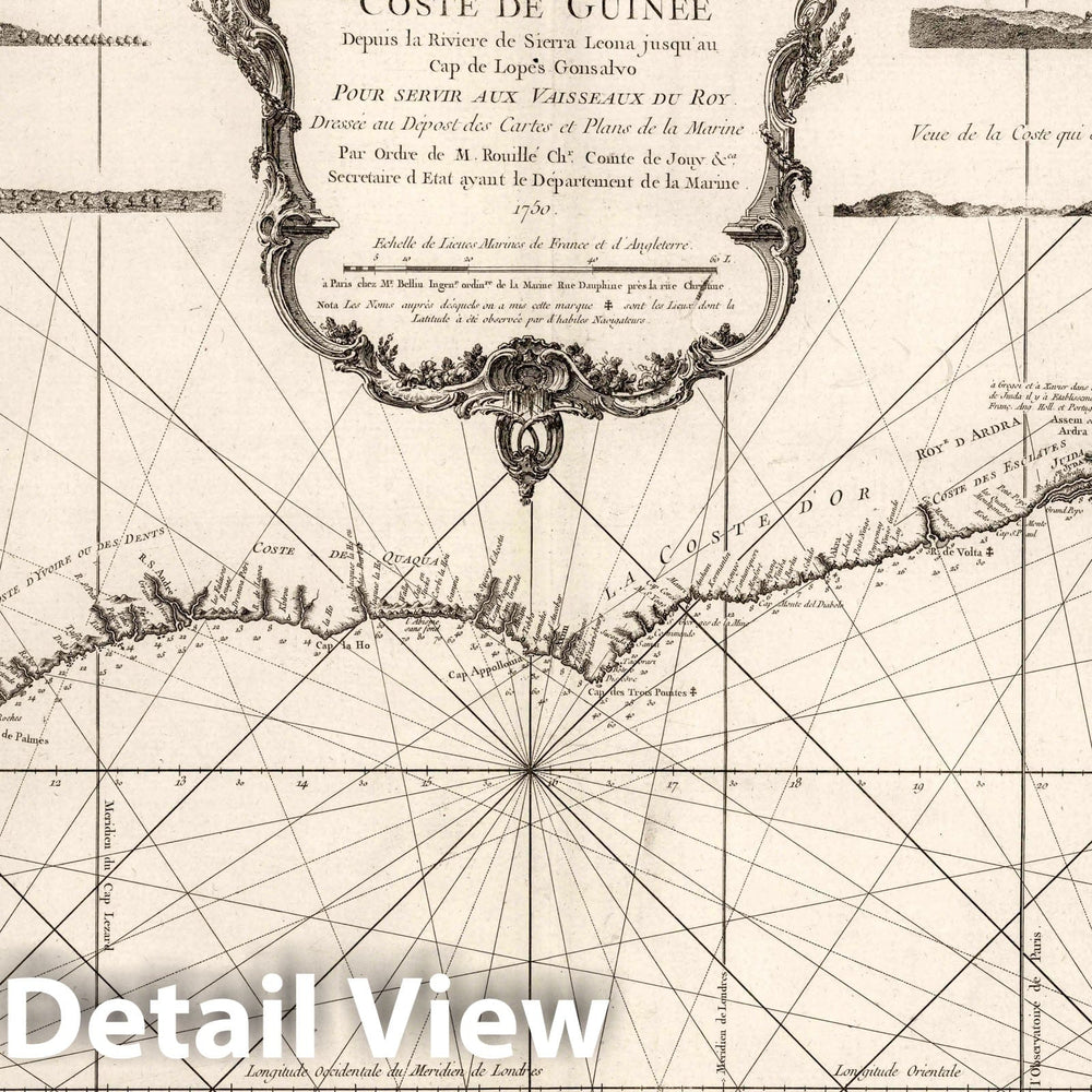Historic Map : Cameron, Carte Generale de la Coste de Guinee. , Vintage Wall Art