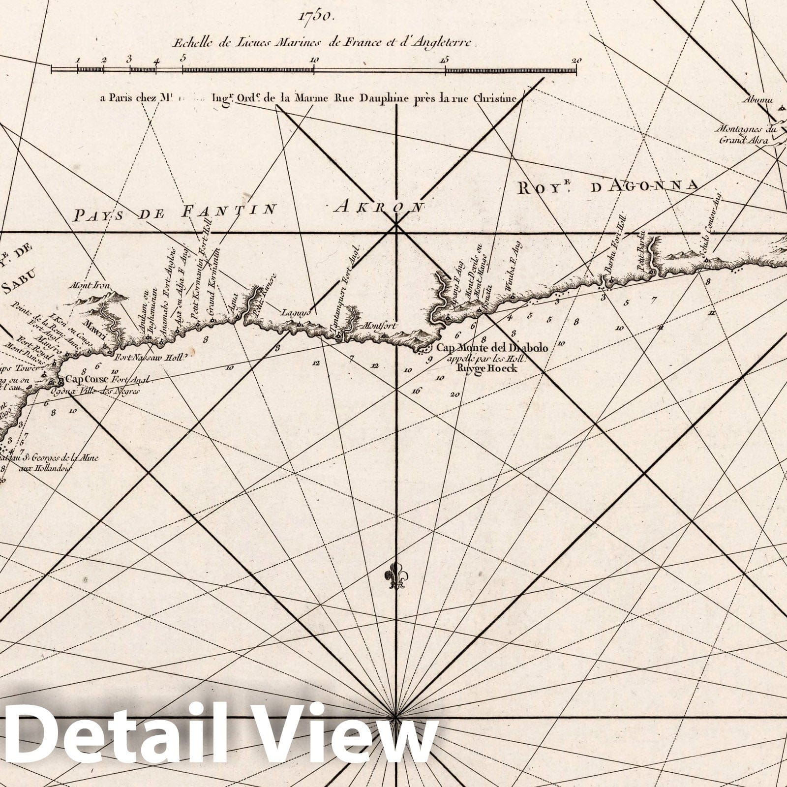 Historic Map : Togo, Carte Particuliere de la Coste d'Or, 1750 Chart , Vintage Wall Art