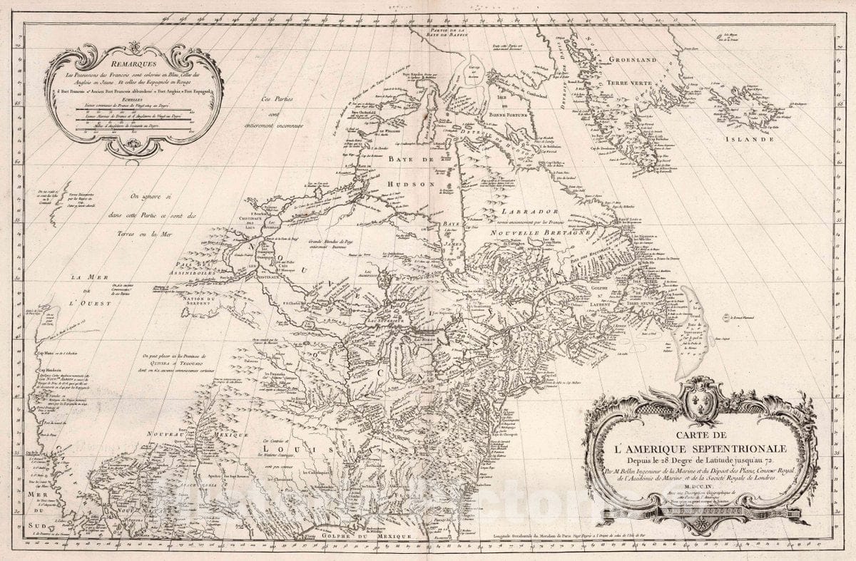 Historic Map : Carte de l'Amerique Septentrionale, 1755 Chart - Vintage Wall Art
