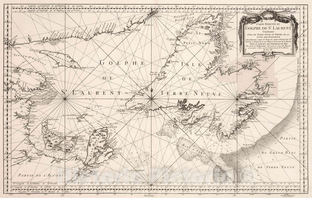 Historic Map : Gulf of St. Lawrence (Canada) Carte Reduite du Golphe de St. Laurent. , Vintage Wall Art