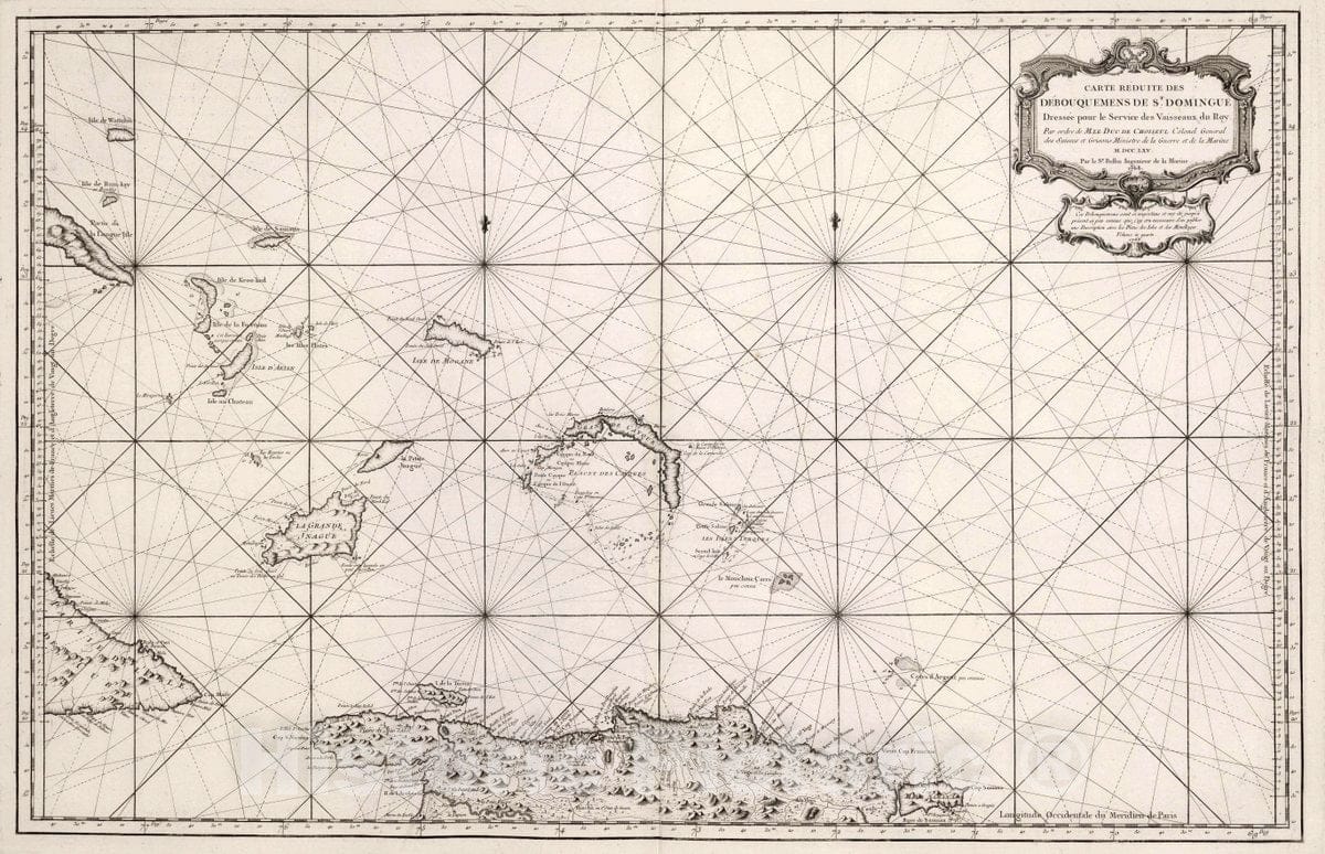 Historic Map : Turks and Caicos Islands Carte Reduite des Debouquemens de Saint Domingue. , Vintage Wall Art