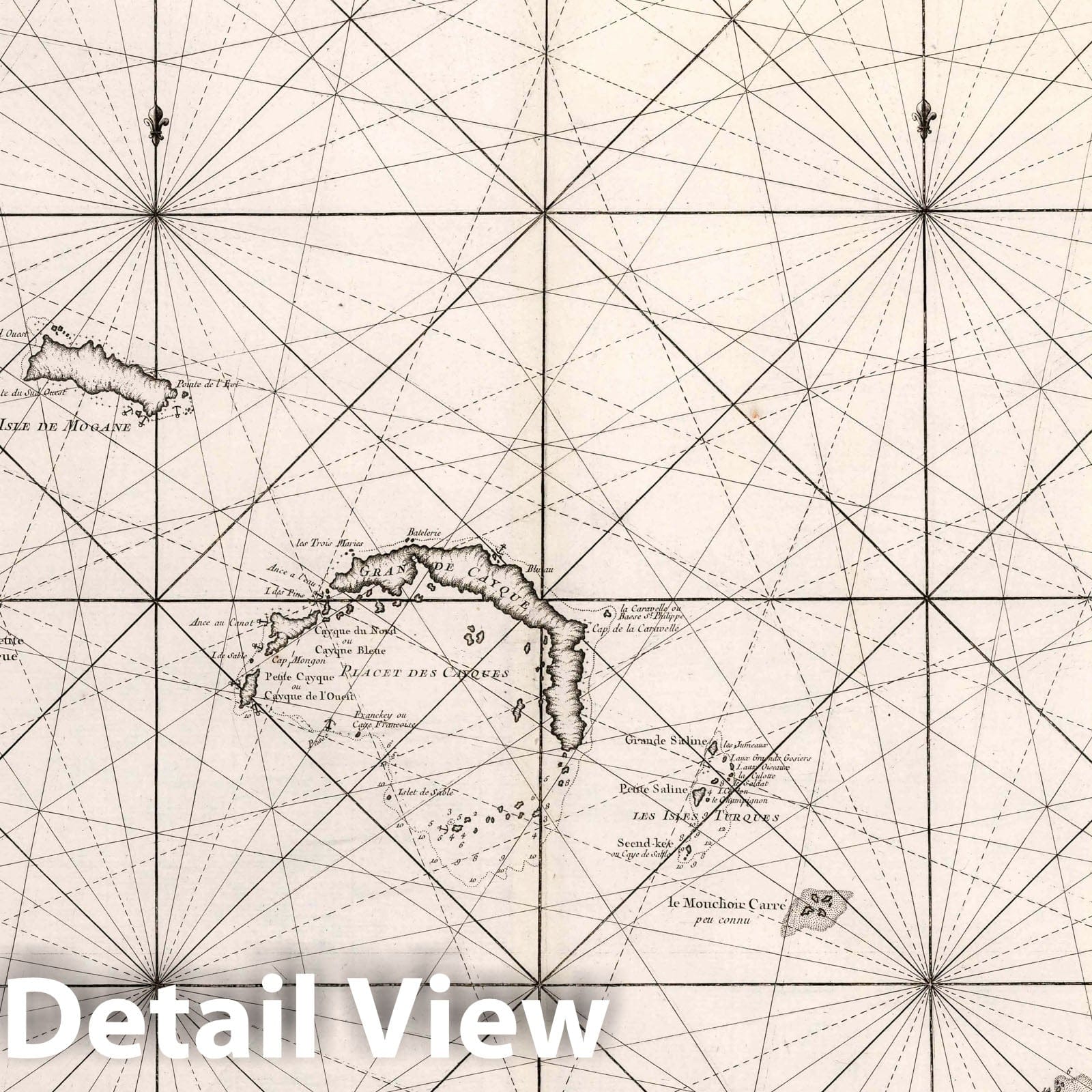 Historic Map : Turks and Caicos Islands Carte Reduite des Debouquemens de Saint Domingue. , Vintage Wall Art