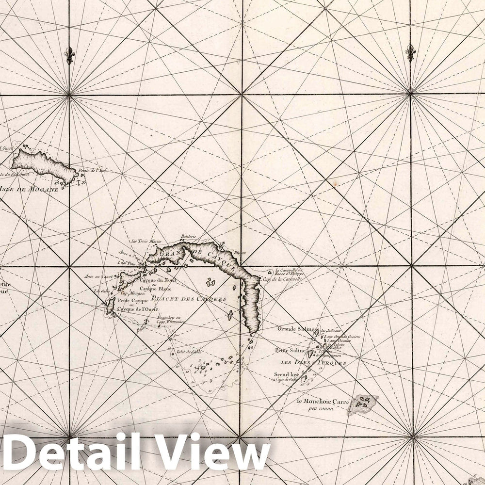Historic Map : Turks and Caicos Islands Carte Reduite des Debouquemens de Saint Domingue. , Vintage Wall Art