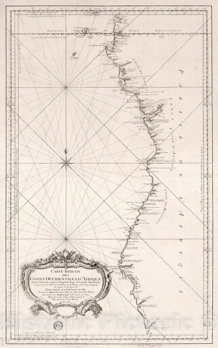 Historic Map : Namibia, Carte Renuite des Costes Occidentales d'Afrique. , Vintage Wall Art