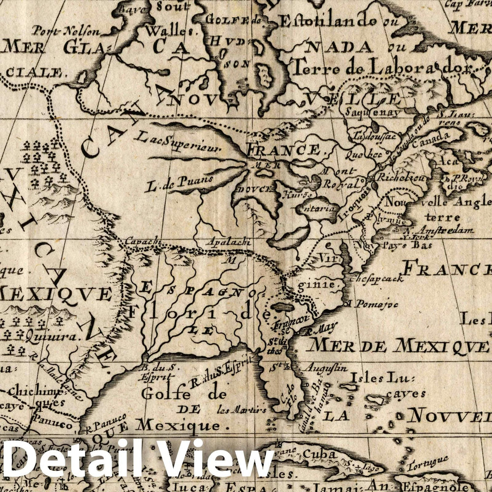 Historic Map : Amerique Septentrionale, 1734 Atlas - Vintage Wall Art
