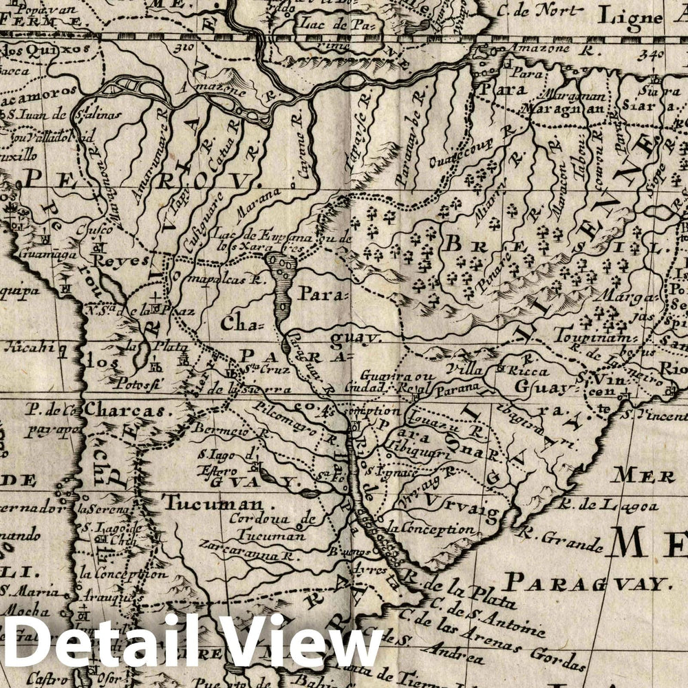 Historic Map : Amerique Meridionale, 1734 Atlas - Vintage Wall Art