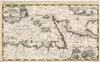 Historic Map : Normandy , France Carte Nouvelle des Costes de Normandie et de Bretagne. , Vintage Wall Art