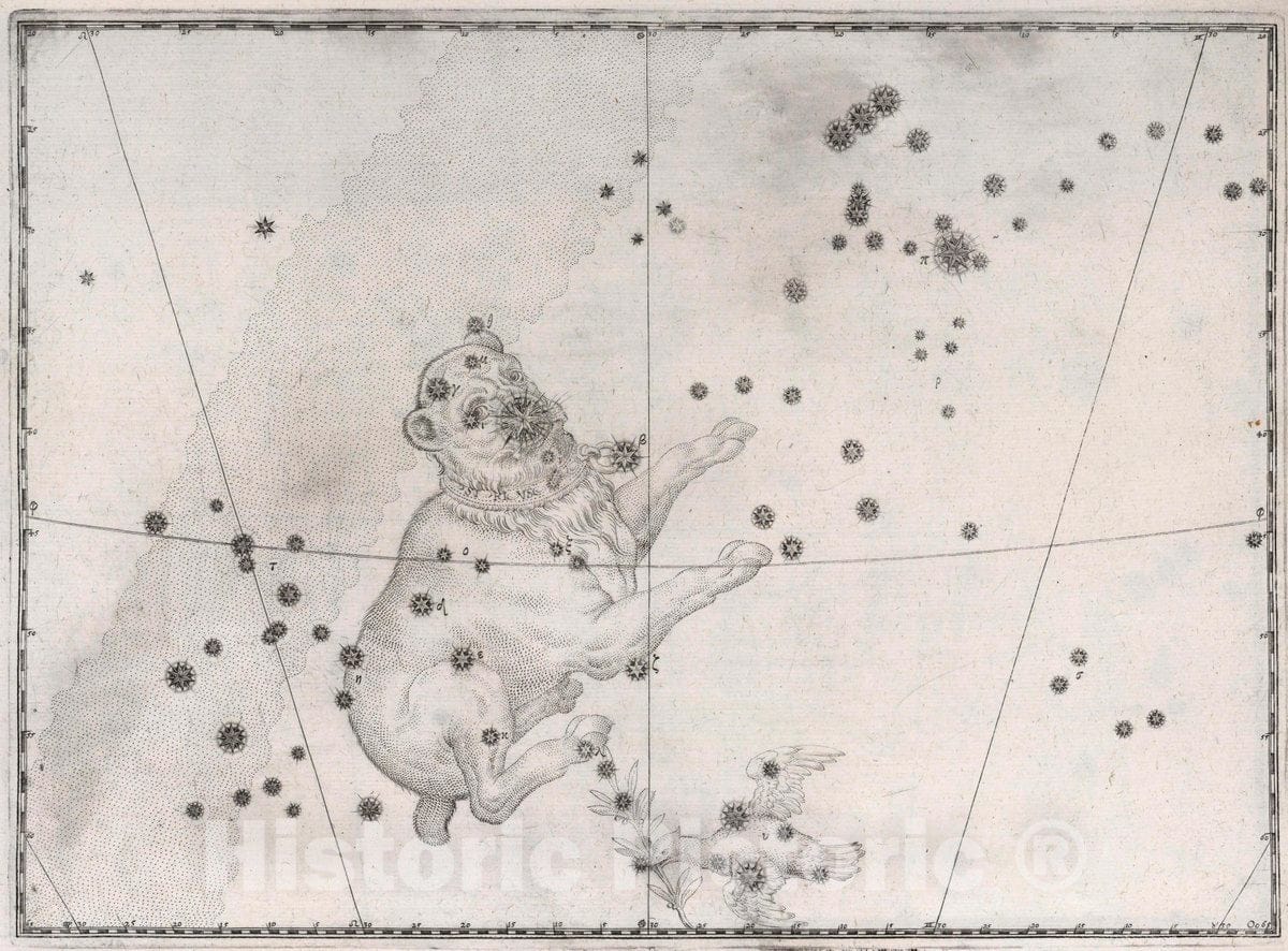 Historic Wall Map : Constellation: Canis Major, The Big Dog, 1655 Celestial Atlas - Vintage Wall Art