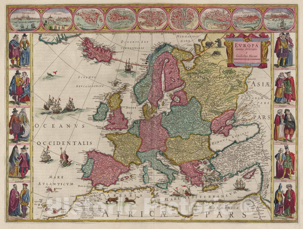 Historic Map : Evropa recens descripta, 1665 Atlas - Vintage Wall Art