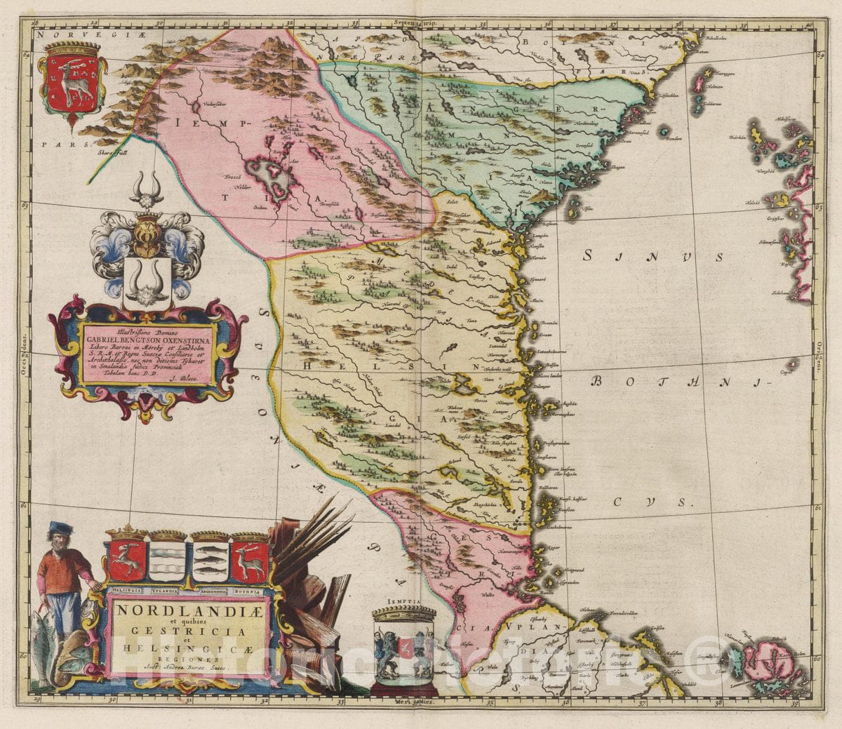 Historic Map : Sweden, Nordlandiae et quibies Gestricia et Helsingicae Regiones, 1665 Atlas , Vintage Wall Art