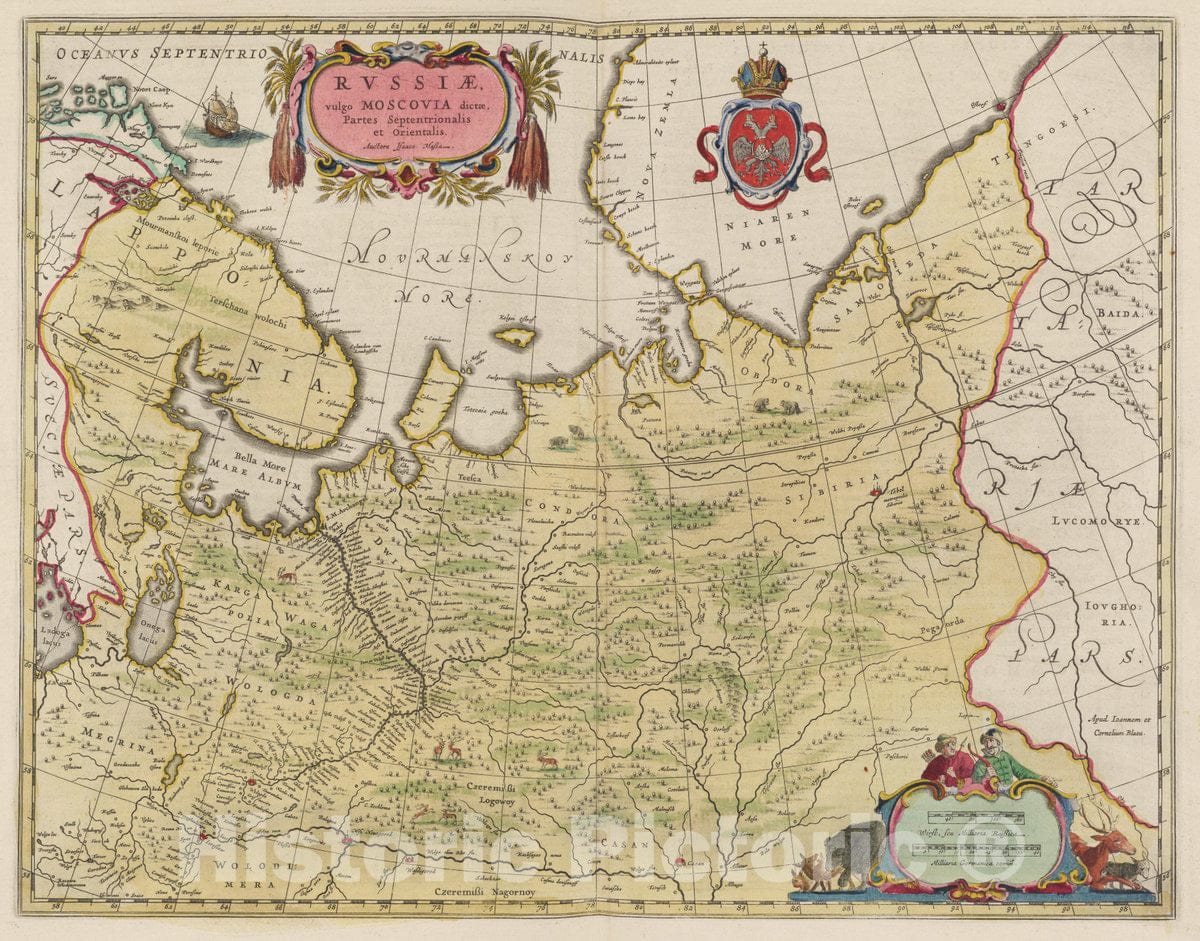 Historic Map : Russia, Siberia (Russia) Rvssiae, Vulgo Moscovia dictae, Partes Septentrionalis et Orientalis, 1665 Atlas , Vintage Wall Art