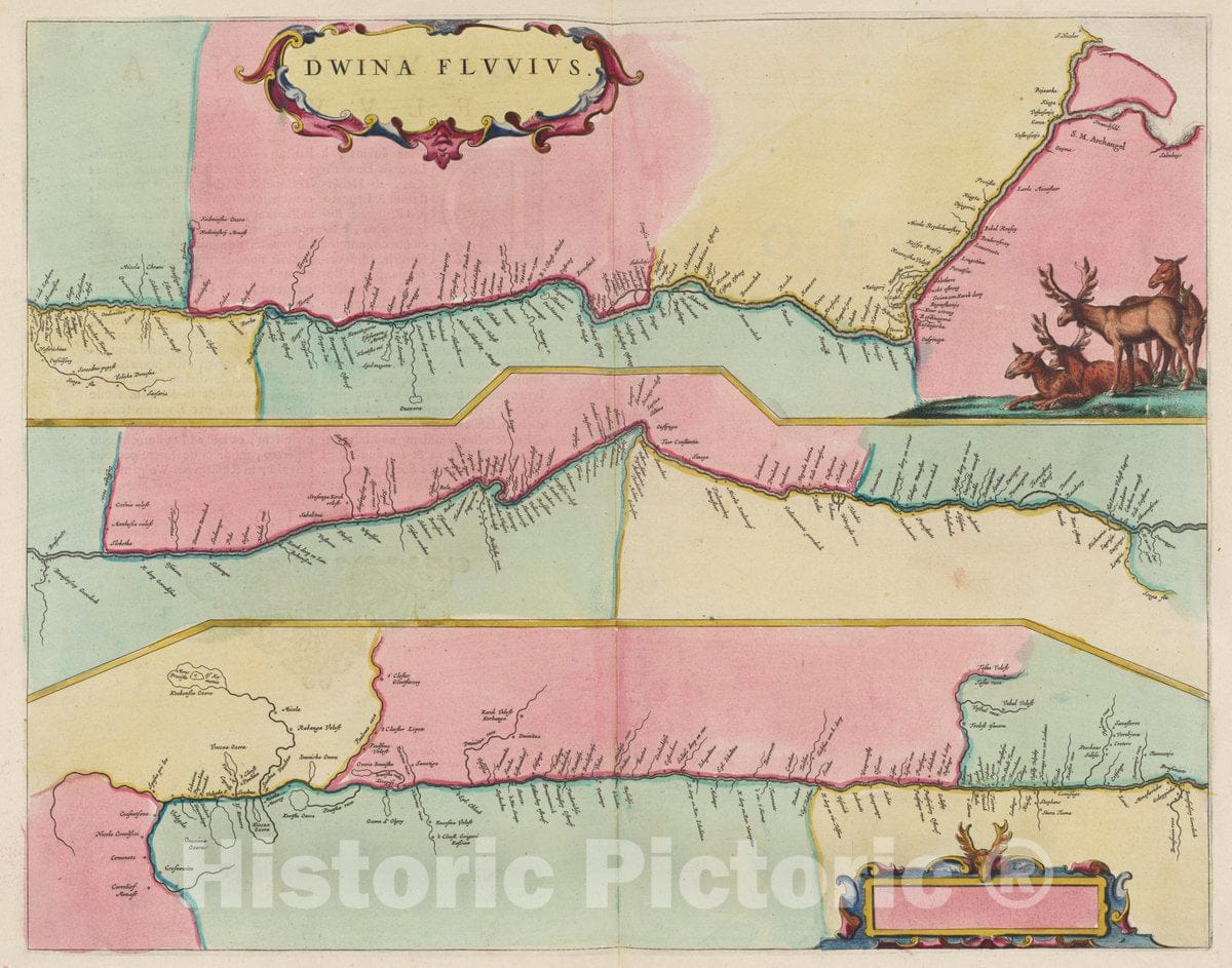 Historic Map : Atlas Maior Sive Cosmographia Blaviana, Qua Solvm, Salvm, Coelvm, Accvratissime Describvntvr. Dwina Flvvivs, 1665 Atlas - Vintage Wall Art