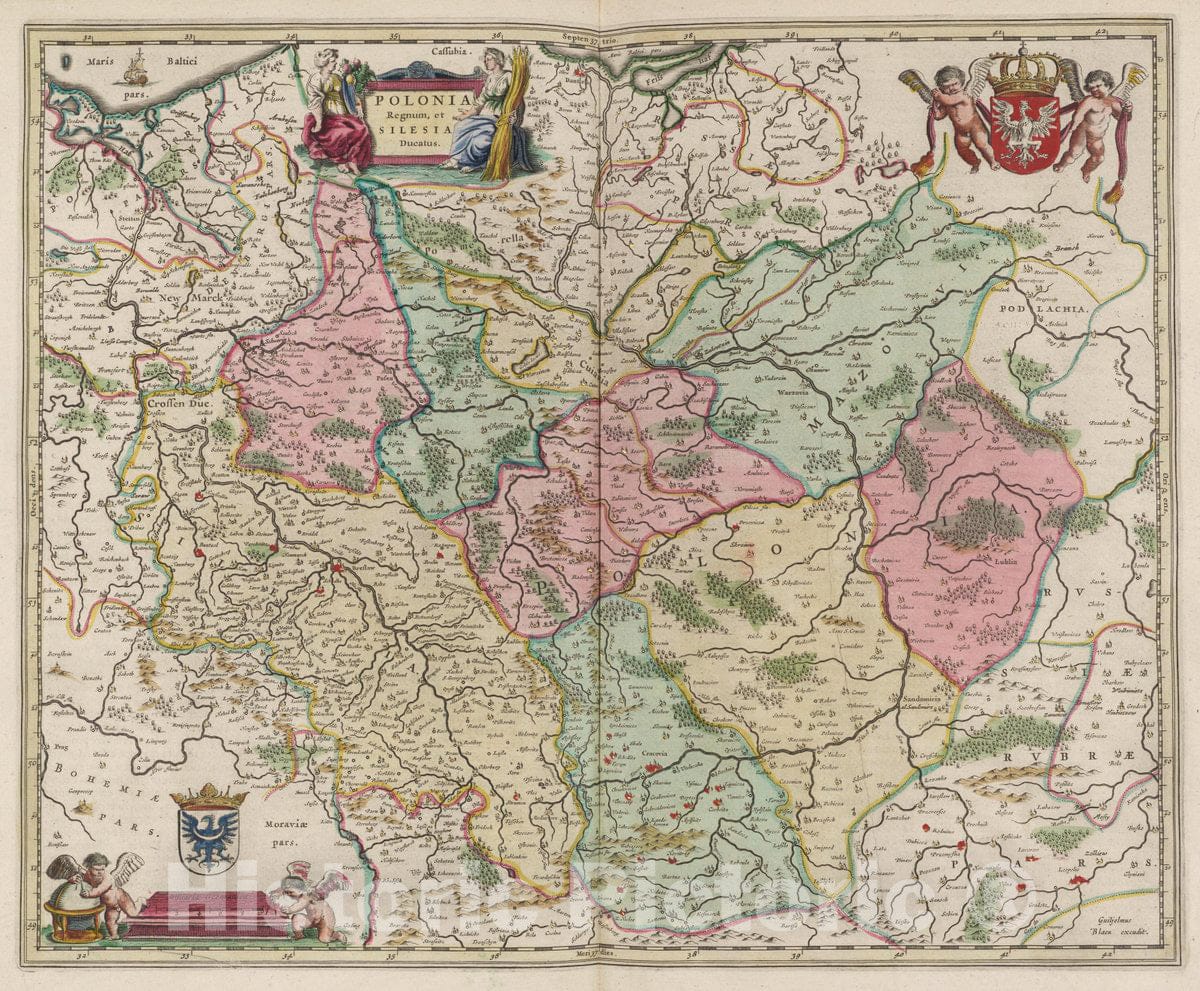 Historic Map : Poland, Polonia Regnum, et Silesia Ducatus, 1665 Atlas , Vintage Wall Art