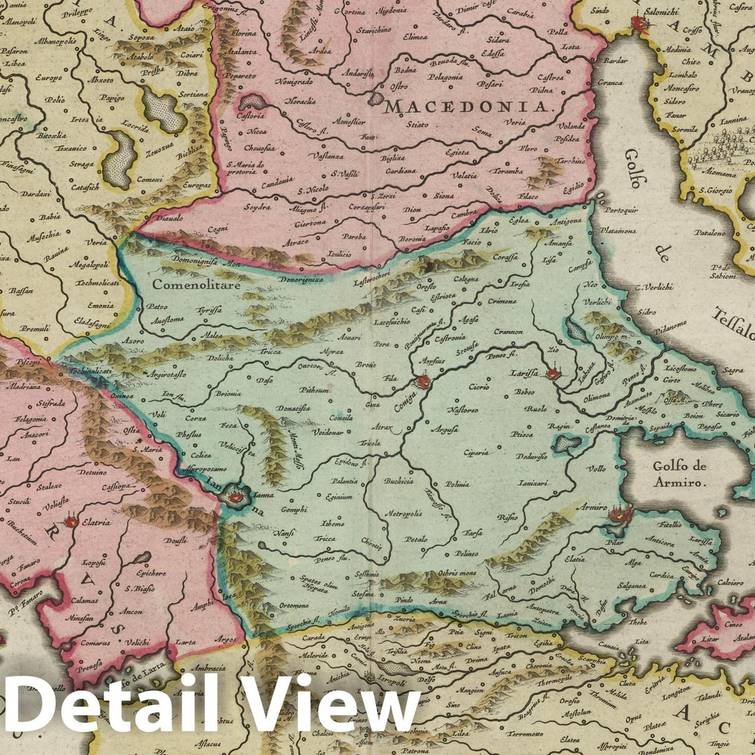 Historic Map : Greece, Macedonia, Epirvs et Achaia , Vintage Wall Art