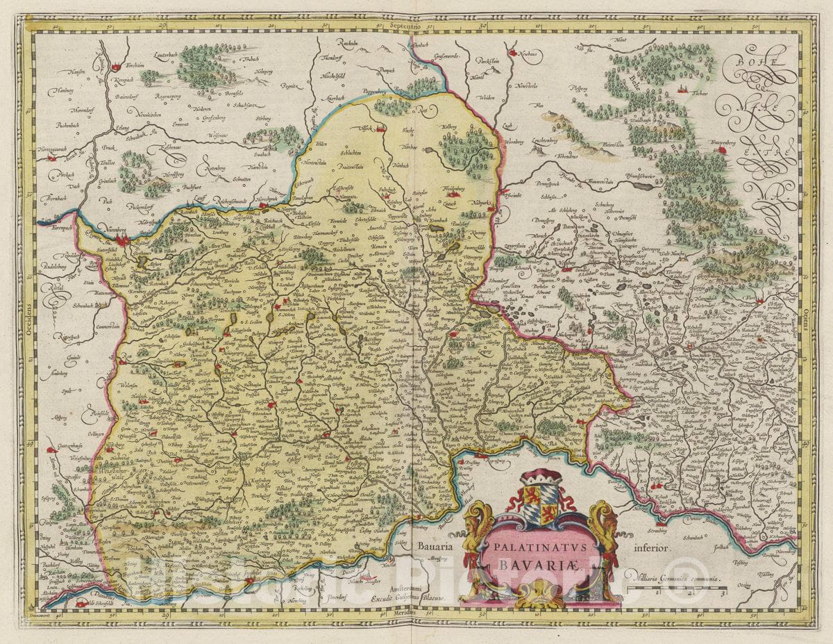 Historic Map : Germany, Atlas Maior Sive Cosmographia Blaviana, Qua Solvm, Salvm, Coelvm, Accvratissime Describvntvr. Palatinatvs Bavariae, 1665 Atlas , Vintage Wall Art