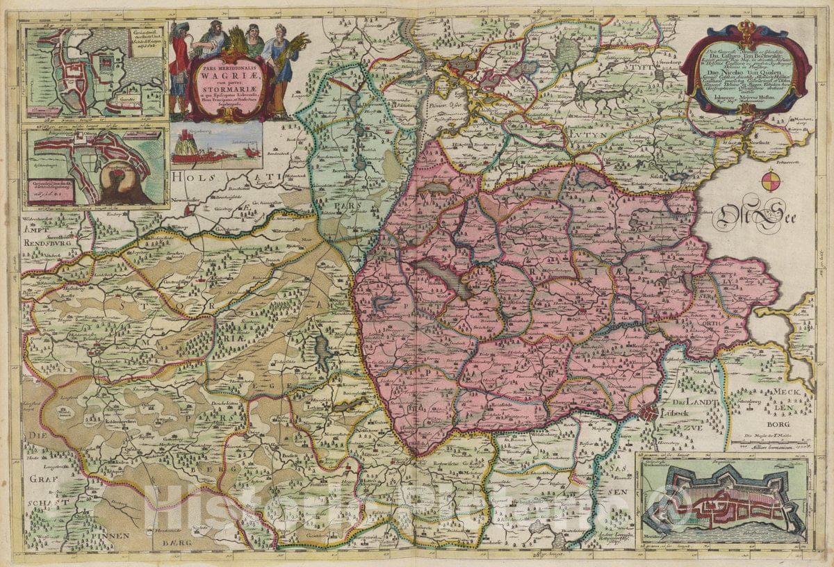Historic Map : Germany, Pars Meridionalis Wagriae, 1665 Atlas , Vintage Wall Art