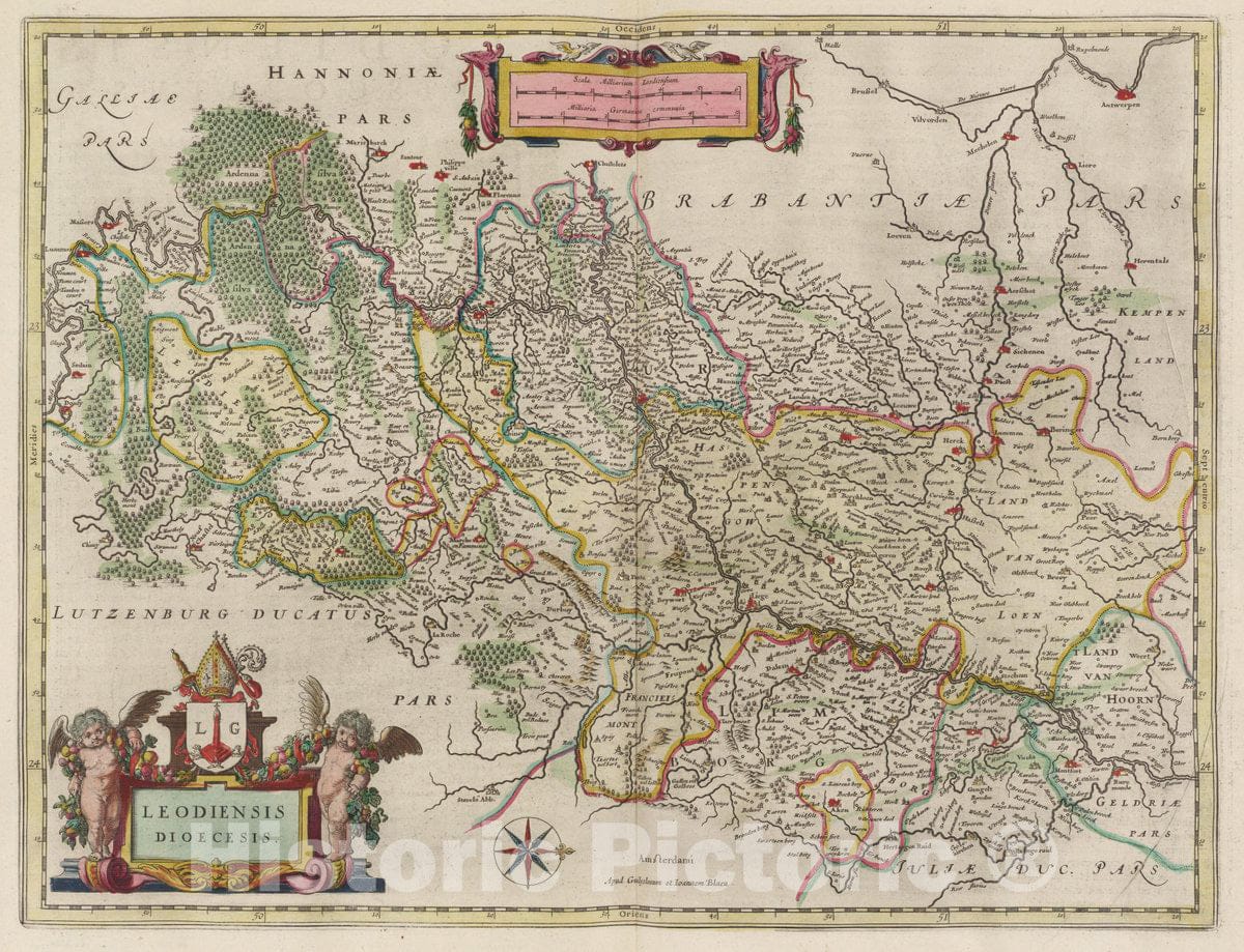 Historic Map : Germany, Atlas Maior Sive Cosmographia Blaviana, Qua Solvm, Salvm, Coelvm, Accvratissime Describvntvr. Leodiensis Dioecesis, 1665 Atlas , Vintage Wall Art